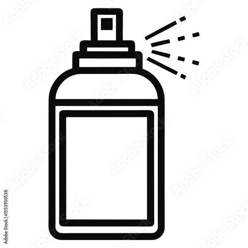 Simple black and white line art spray bottle icon for cleaning and hygiene