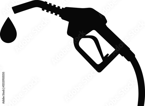 Fuel Pump Silhouette Vector – Gas Nozzle with Droplet Icon Illustration
