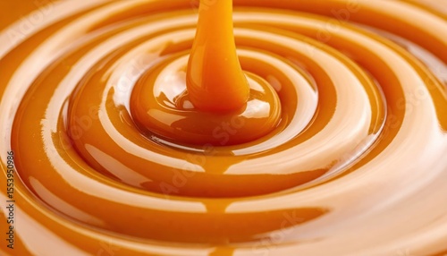 Closeup Caramel Pouring Swirl