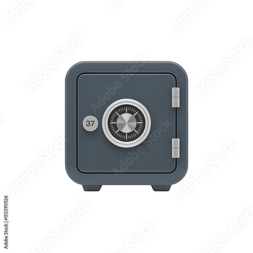 Isolated illustration of a secure gray safe with a combination dial for financial security