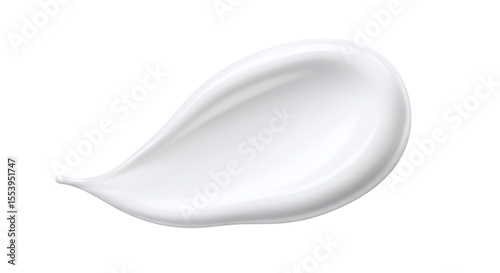 Smooth white cream smear, isolated on transparent background
