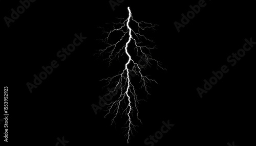 Vertical Lightning Bolt Against Black Background