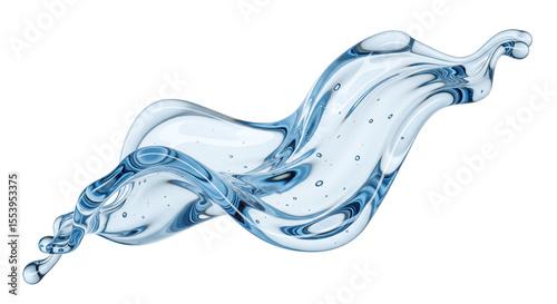 Light blue water splash wave with bubbles