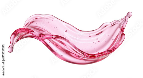Pink transparent liquid splash wave, isolated on transparent background