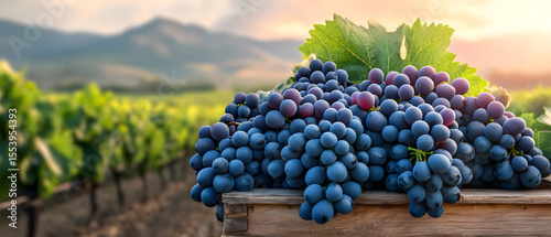 bunch of grapes in a vineyard
