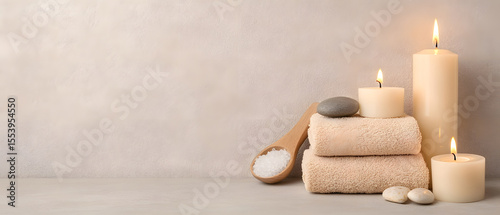 candles and towels