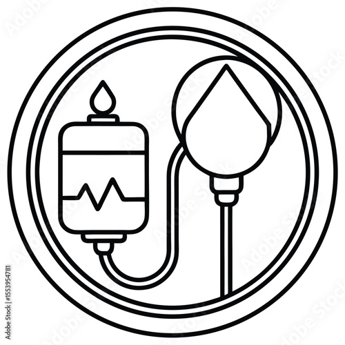 Line art icon representing a blood pressure test with medical symbols