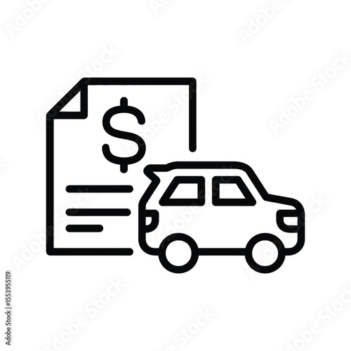 Car Loan Insurance Document Outline Icon Vehicle Finance Payment Illustration