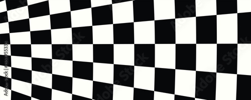 Black and white checkered pattern. Chess pattern. Black and white checkered background. 3D checkered wallpaper. vector illustration