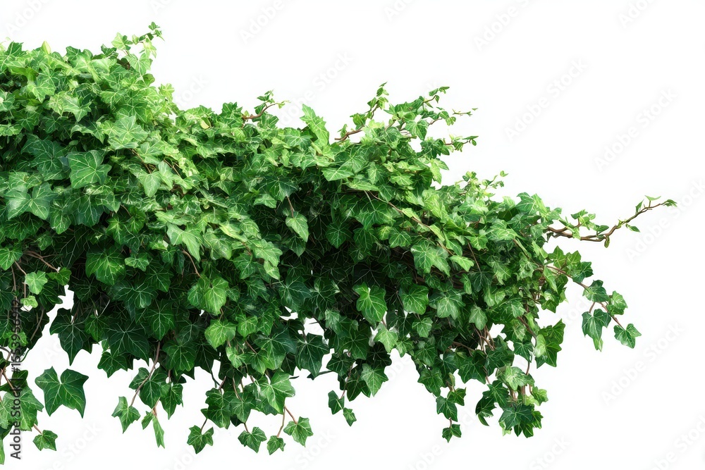 Obraz premium Lush green ivy cutout Summer climbing plant isolated on white High quality mask for professional use