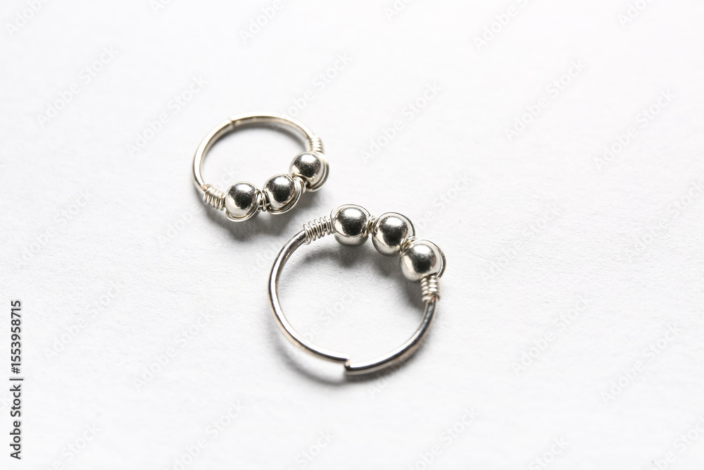 Hoop earrings on white background Hoop earrings on white background