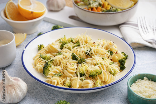 Delicious fusilli pasta wit...