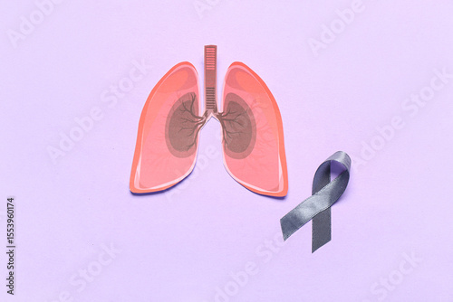 Paper lungs with grey ribbo...
