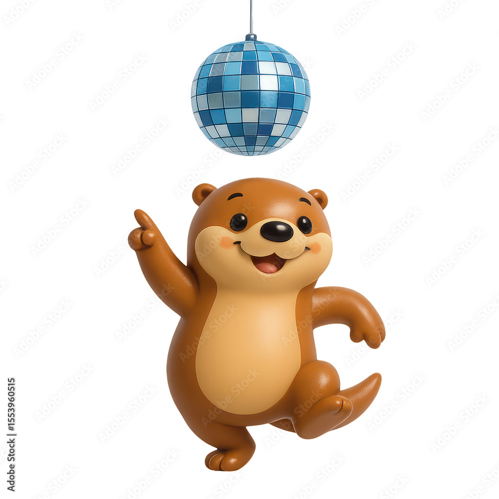 Obraz premium PNG Dancing otter with disco ball