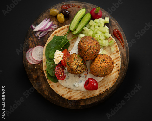 Falafel, hummus & veggies wrap