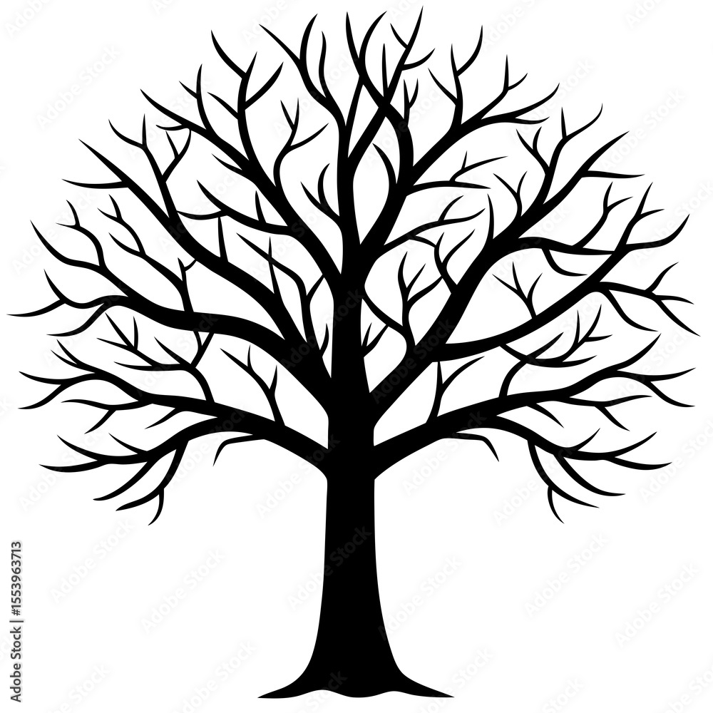 Obraz premium Bare Tree Vector: Winter Tree Illustration for Nature, Seasons, and Environmental Designs