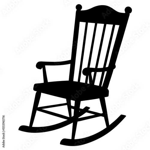 Rocking Chair Vector: Comfortable Seating Illustration for Home, Furniture, and Relaxation Designs