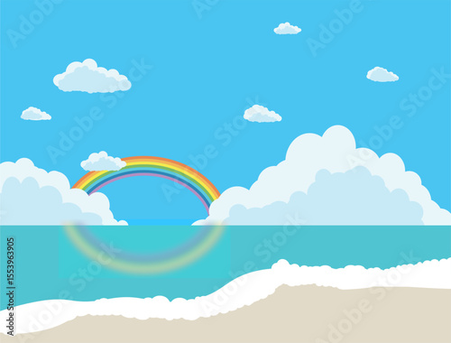 Landscape with Rainbow over the Ocean