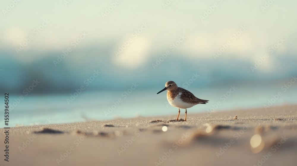 Fototapeta premium Solitary Sandpiper at Dawn