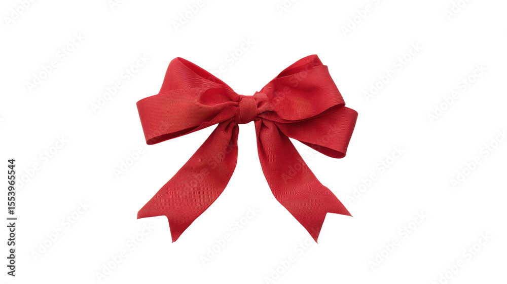 Fototapeta premium Elegant red ribbon bow isolated on transparent background