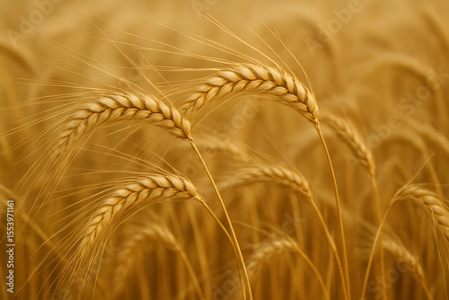 Golden Wheat Field: A Close-Up of Ripe Grain Stalks