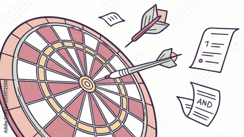 Darts hitting target bullseye accuracy and precision in business strategy and success achievement goal setting vector