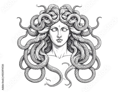 Gorgon's portrait, artistic line