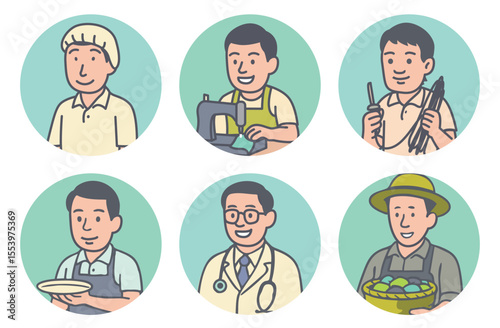 Cartoon Illustrations of Various Occupation Characters