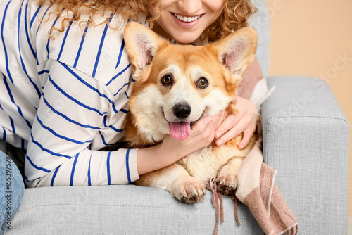 Young woman hugging with Co...