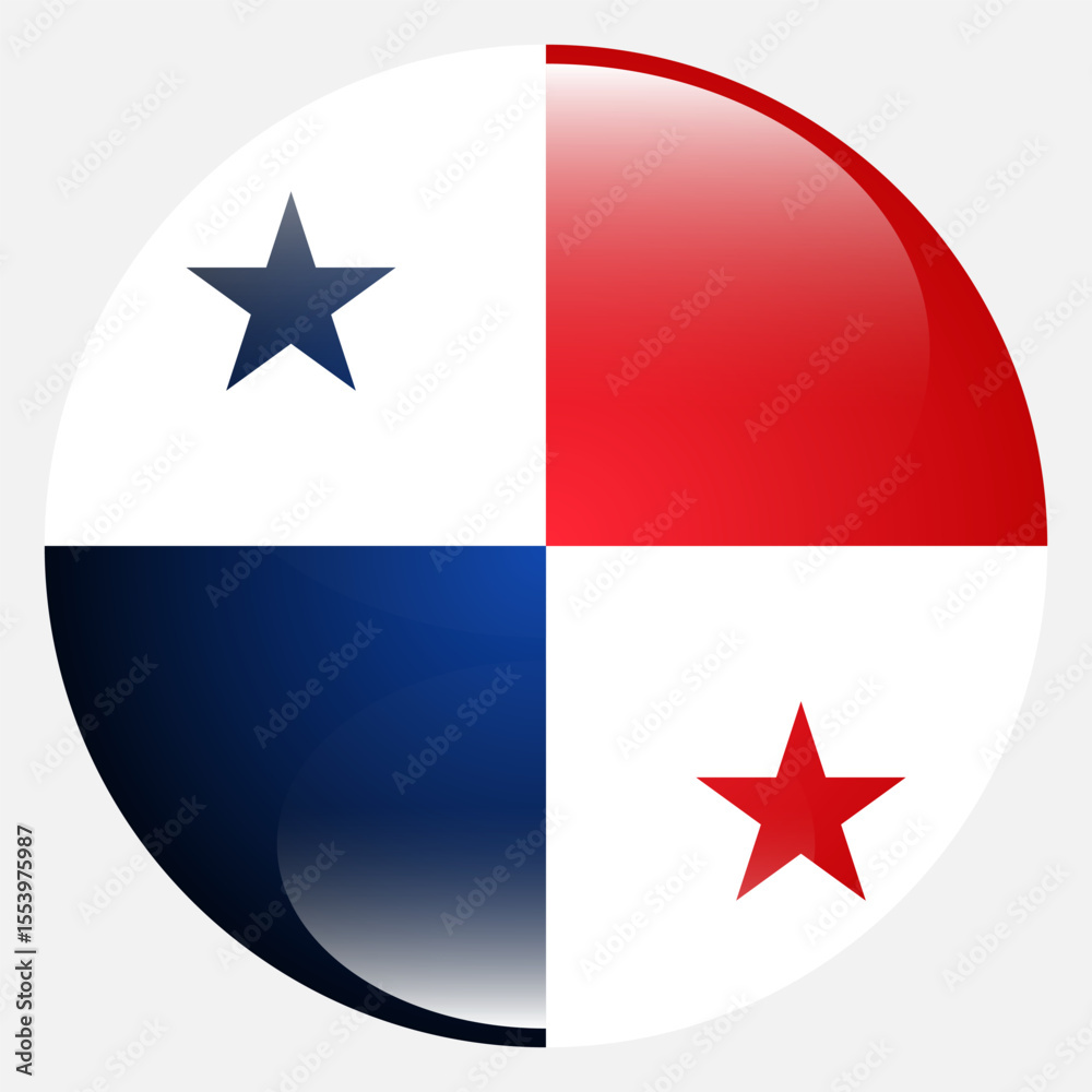 Obraz premium Flag of Panama. Panama flag icon. Standard color. Circle icon flag. 3d illustration. Computer digital vector illustration.