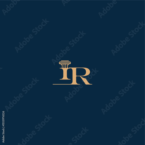 classy law logo with monogram and pillar letter concept of elegant attorney design IR