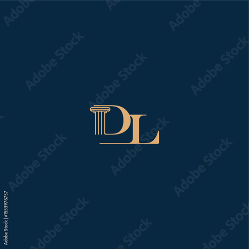 classy law logo DL concept of elegant attorney design with monogram and pillar letter