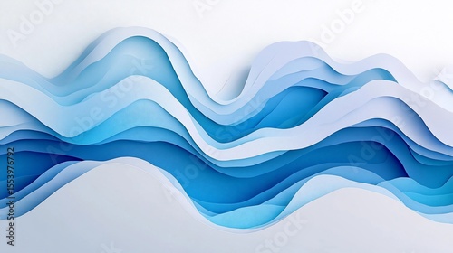 Wallpaper Mural Serene Blue Papercut Waves Abstract Design Background Illustration Torontodigital.ca
