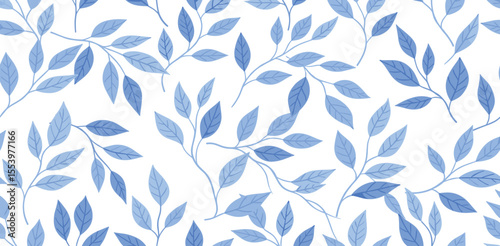 Seamless pattern with stylized leaves. Watercolor hand drawn illustration.