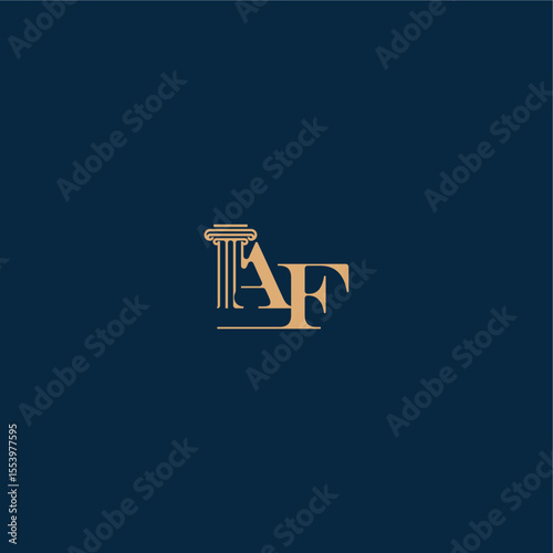 with monogram and pillar concept of elegant attorney design AF classy law logo letter