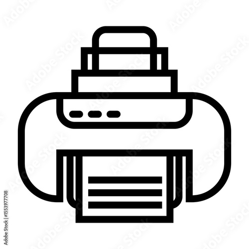 outline icon of a refillable ink tank printer with paper output and control buttons, ideal for modern office or home use.