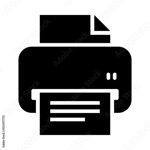 icon with a visible paper output and a folded corner on the inserted sheet, symbolizing printing action.