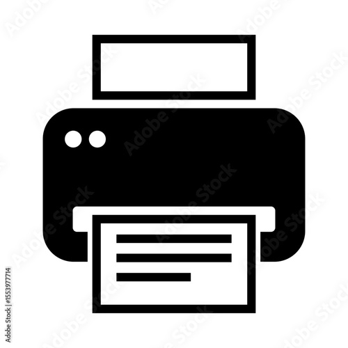 icon of a printer with paper output and control buttons, representing printing or office equipment.