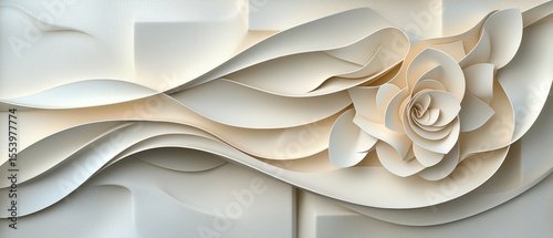Stunning White Rose Blooming Against a Pure White Background: A Symbol of Serenity and Elegance