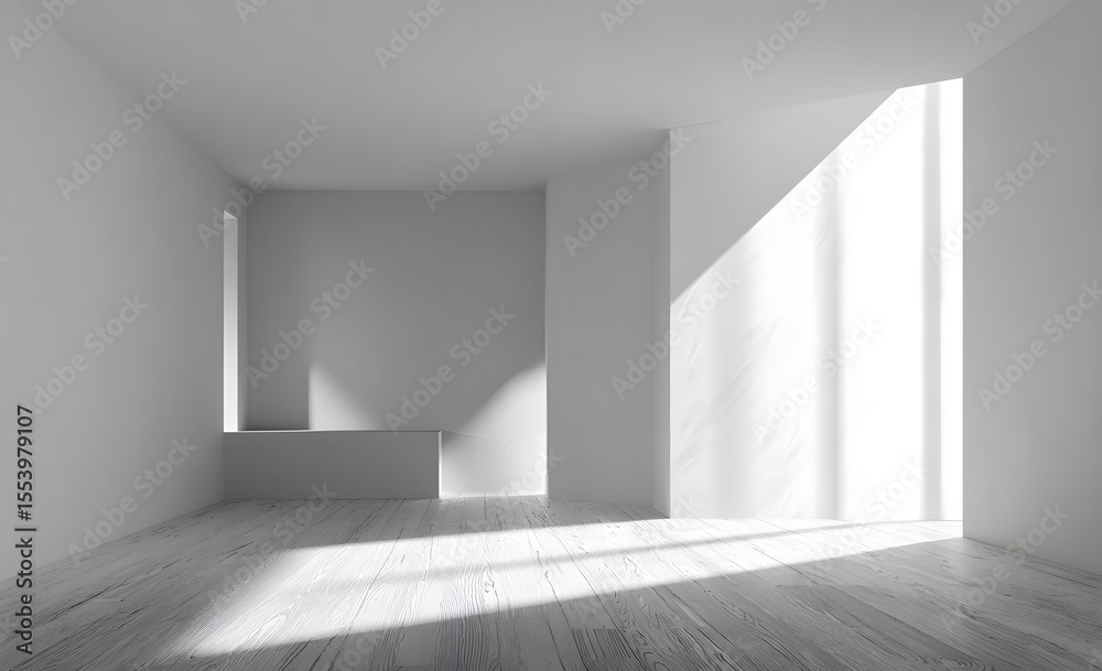 Obraz premium Empty room with sunlight streaming in.