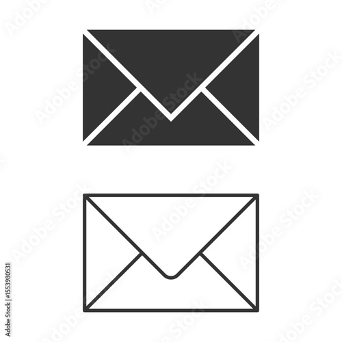 Email Envelope Icon Set - Filled and Outline Versions- vector illustration