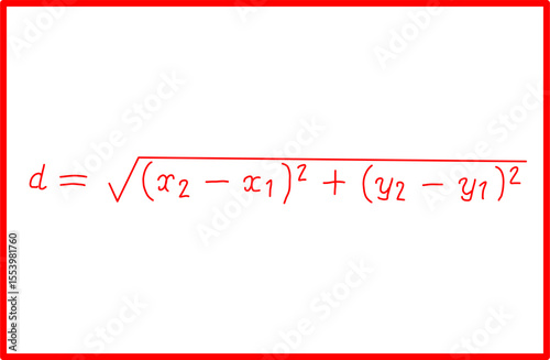 mathematical formula for the distance between two points. analytical geometry, point coordinates and distance