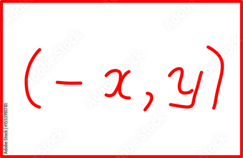 mathematical formula of coordinate symmetry about the y-axis. analytical geometry, point coordinates and distance