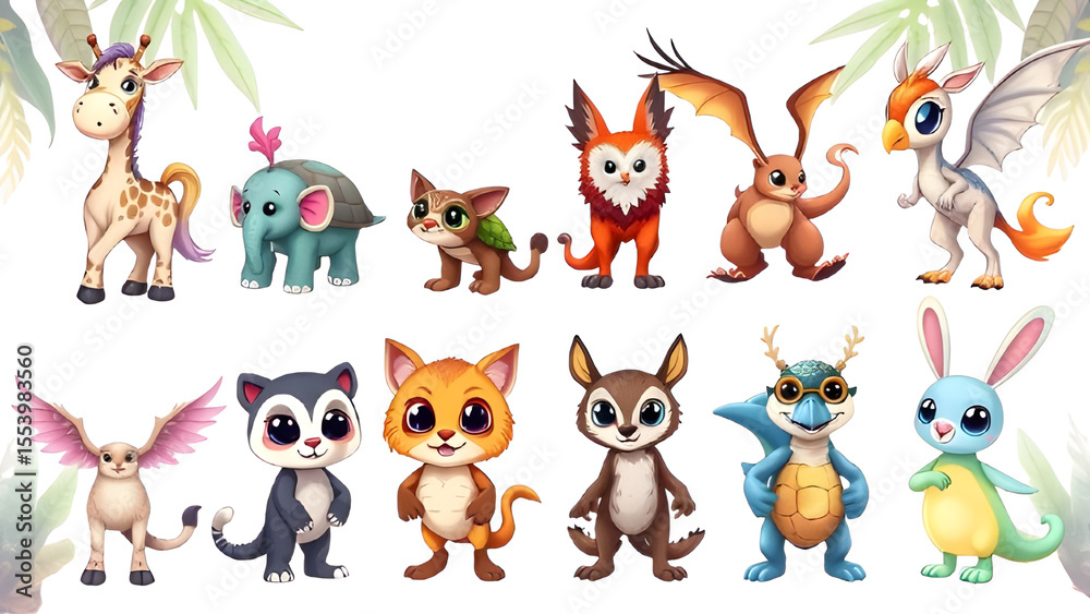 Fototapeta premium set of funny animals