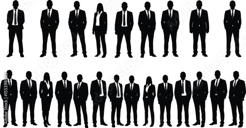 Silhouettes of Businessmen in Suits, Ideal for Corporate or Professional Illustration