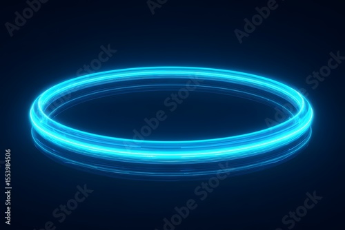 A futuristic, glowing blue neon ring, abstract, science fiction