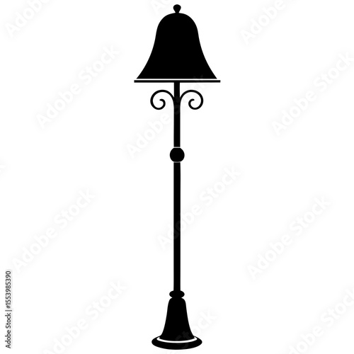 Elegant Floor Lamp Silhouette with Decorative Details on a White Background