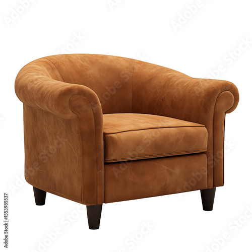 Modern Mustard Yellow Upholstered Club Armchair with Curved Backrest