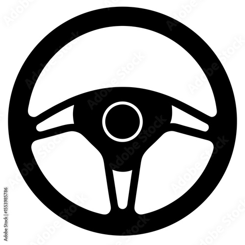 Black steering wheel icon car control symbol automotive part vector illustration