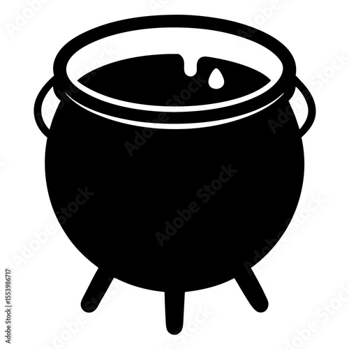 Black Cauldron Pot with Liquid Icon Illustration